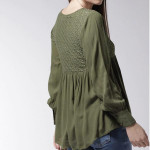 Olive Green Self-Design Top